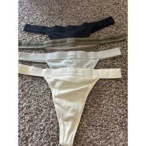 SKIMS Rib Thong Underwear‎ Bundle Womens Black Beige Green White 4-Piece Set
